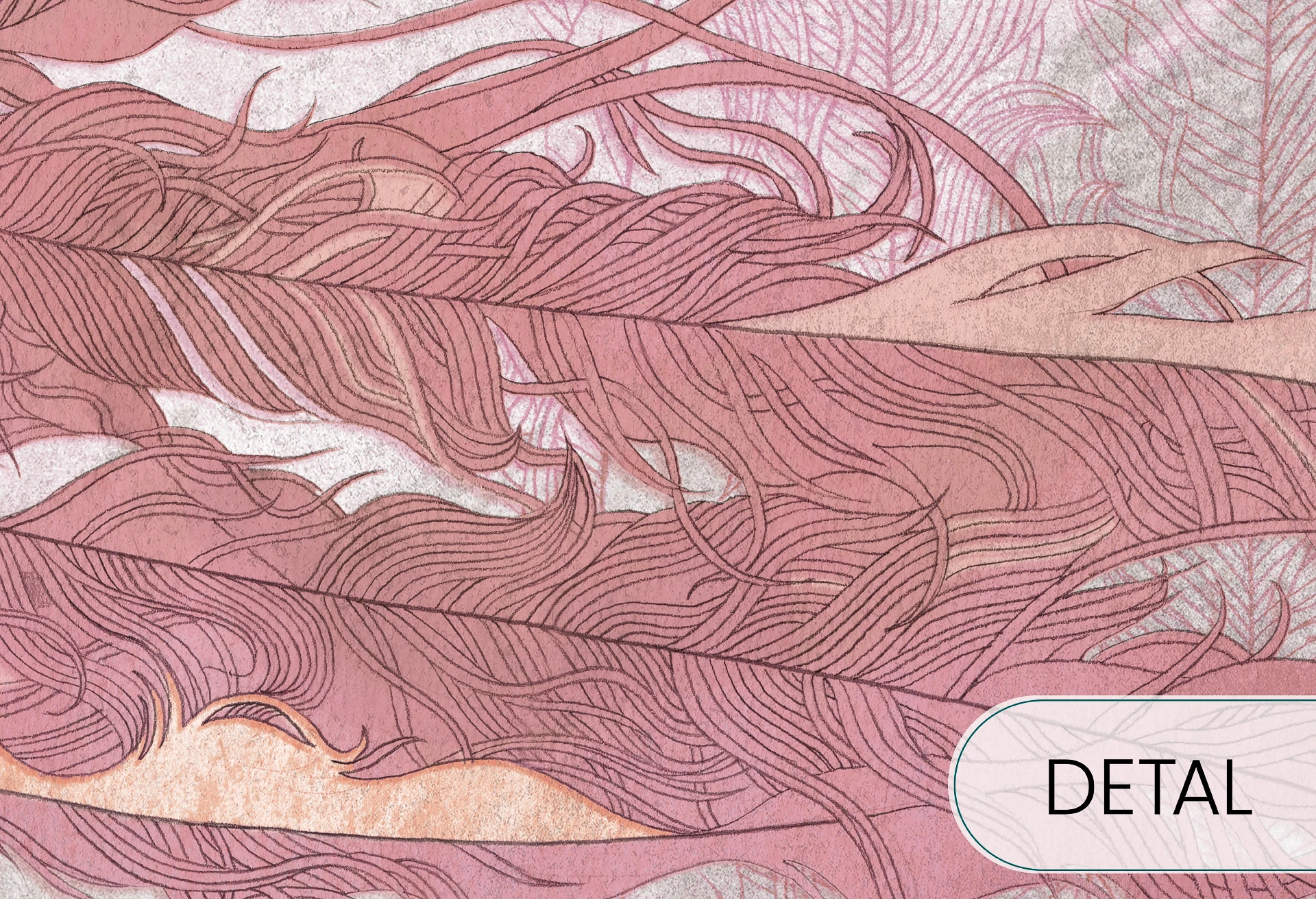 PANAMA - pink - tapeta w ptaki do pokoju młodzieżowego