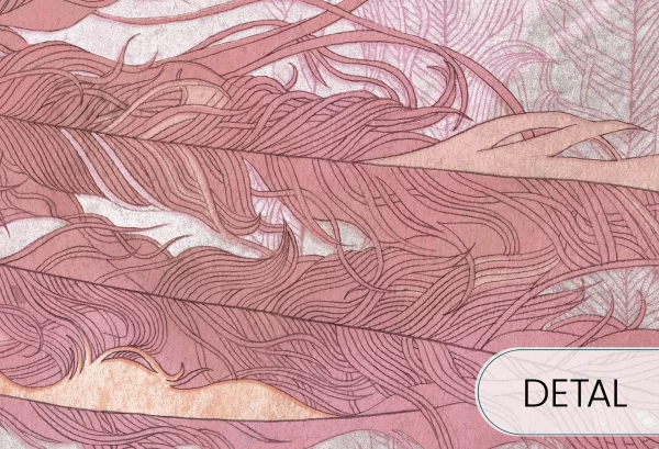 PANAMA - pink - tapeta w ptaki do pokoju młodzieżowego - detal