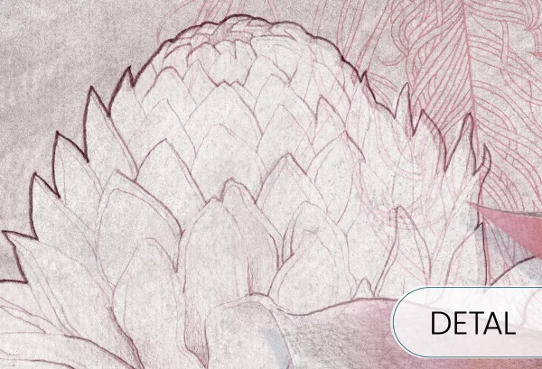 PANAMA - pink - tapeta w ptaki do pokoju młodzieżowego - detal