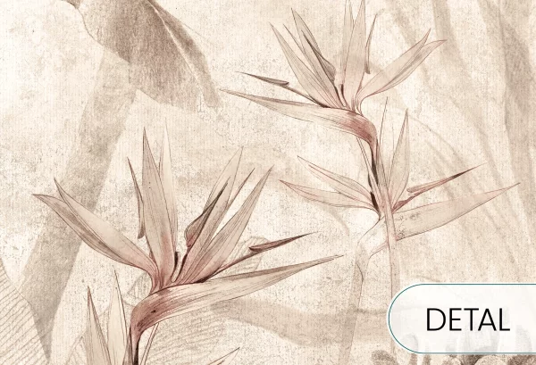 PARADISE - warm beige - tapeta w tropikalne rośliny do salonu lub sypialni - detal