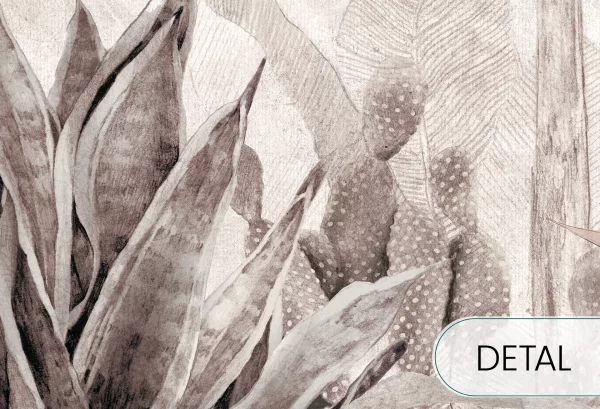 PARADISE - warm grey - tapeta w egzotyczne rośliny do salonu lub sypialni - detal