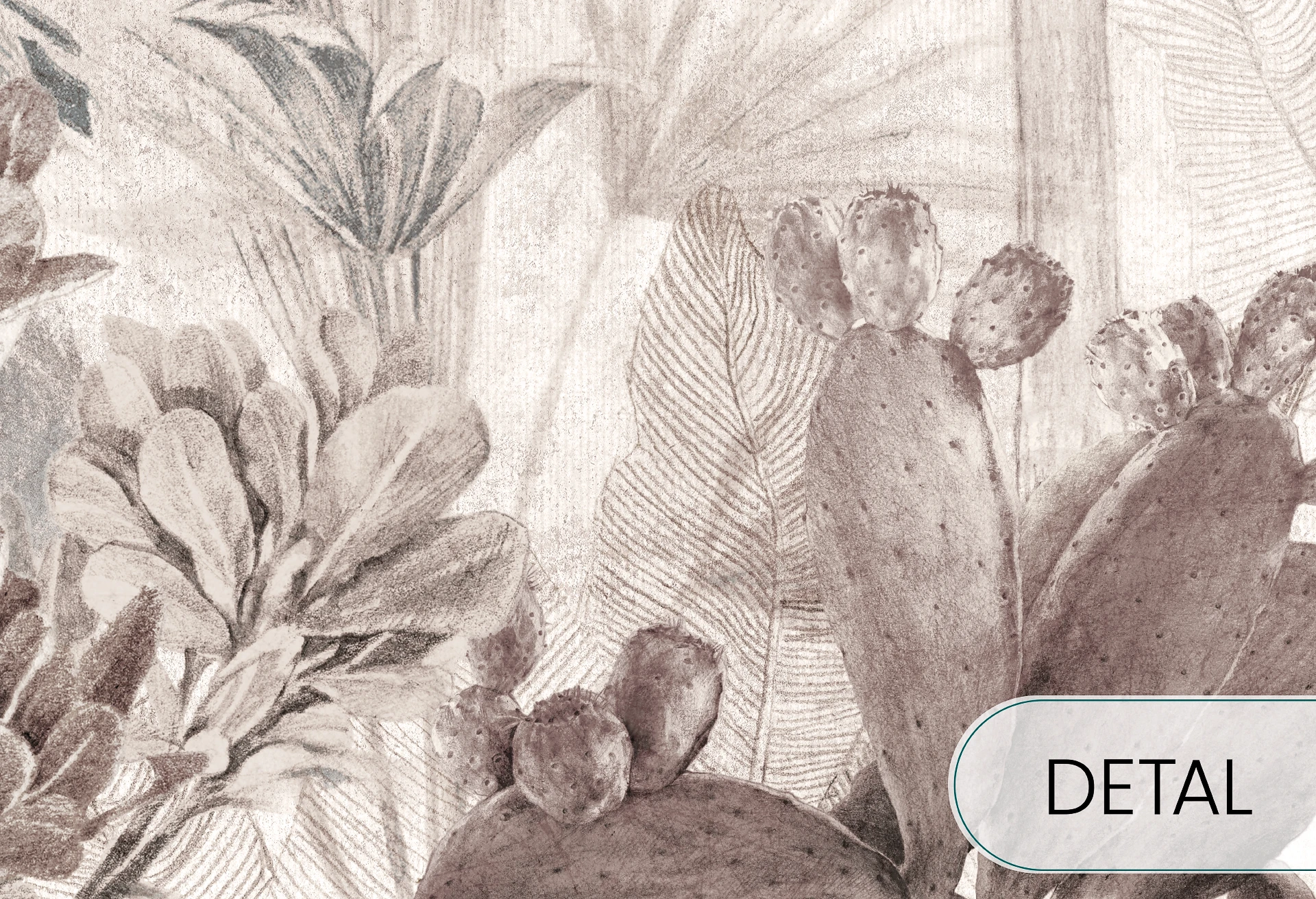 PARADISE - warm grey - tapeta w egzotyczne rośliny do salonu lub sypialni