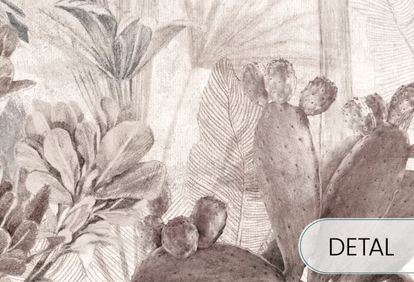 PARADISE - warm grey - tapeta w egzotyczne rośliny do salonu lub sypialni - detal