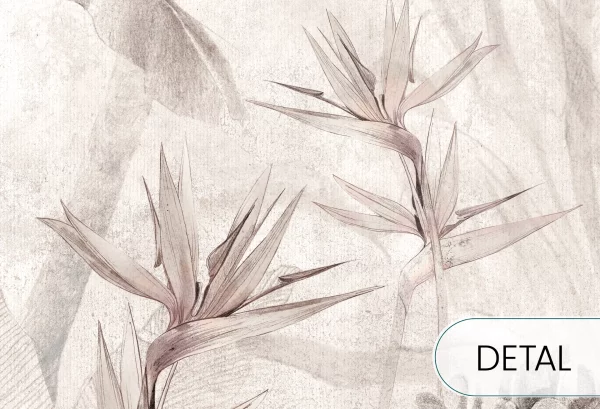 PARADISE - warm grey - tapeta w egzotyczne rośliny do salonu lub sypialni - detal