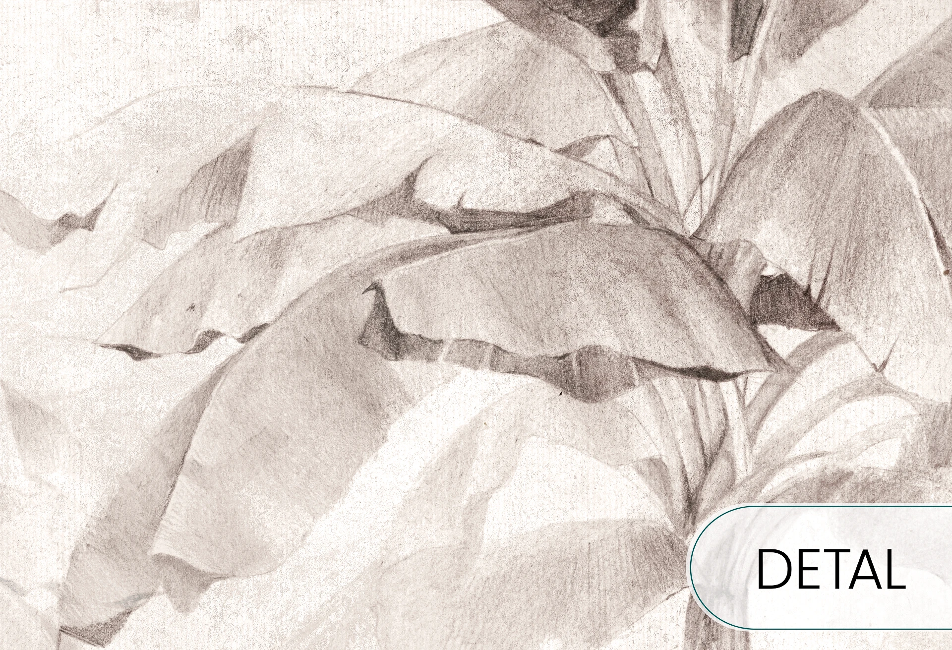 PARADISE - warm grey - tapeta w egzotyczne rośliny do salonu lub sypialni