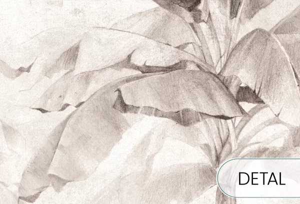 PARADISE - warm grey - tapeta w egzotyczne rośliny do salonu lub sypialni - detal