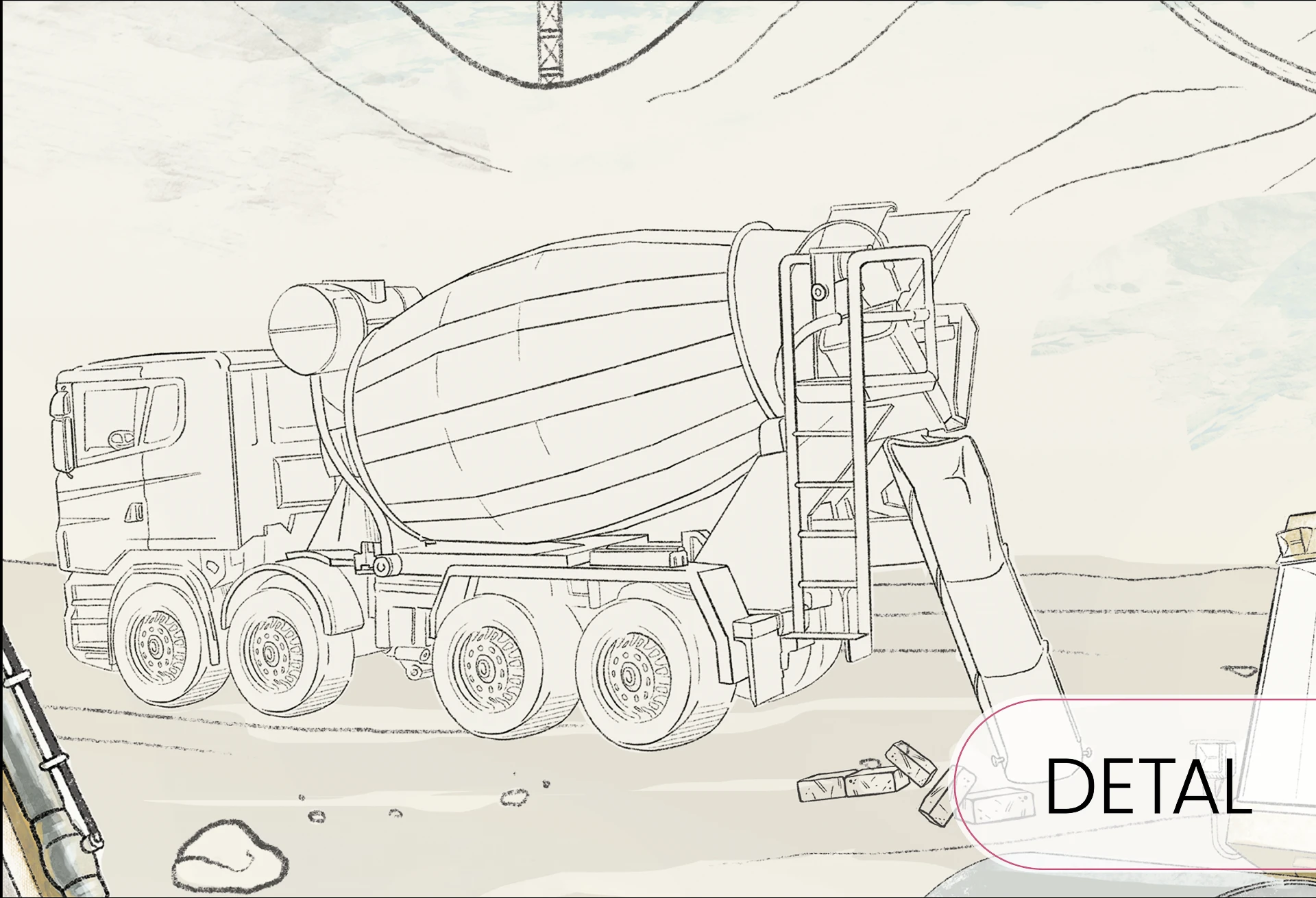 PLAC BUDOWY MURAL - blue - tapeta chłopięca z maszynami budowlanymi