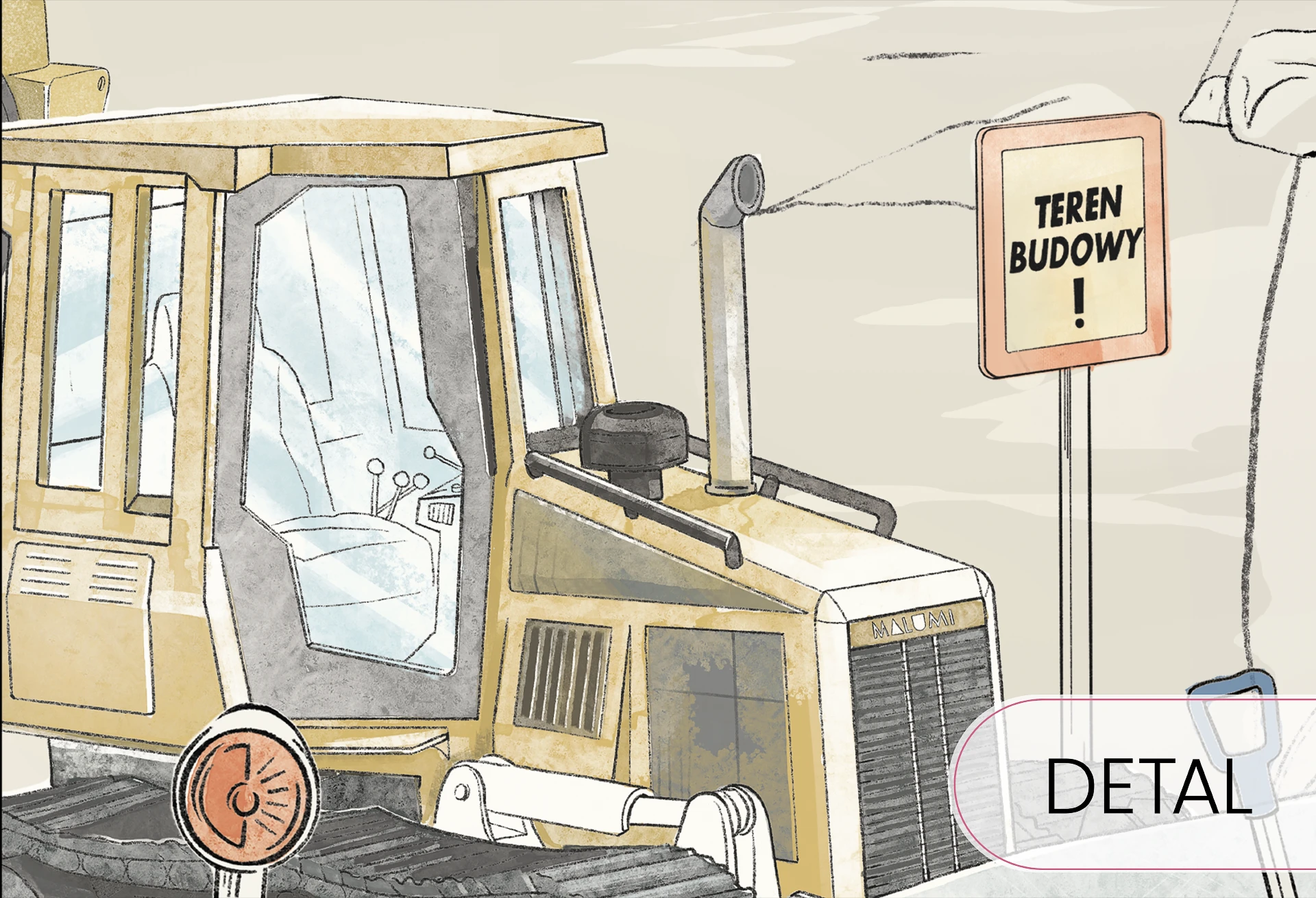 PLAC BUDOWY MURAL - blue - tapeta chłopięca z maszynami budowlanymi