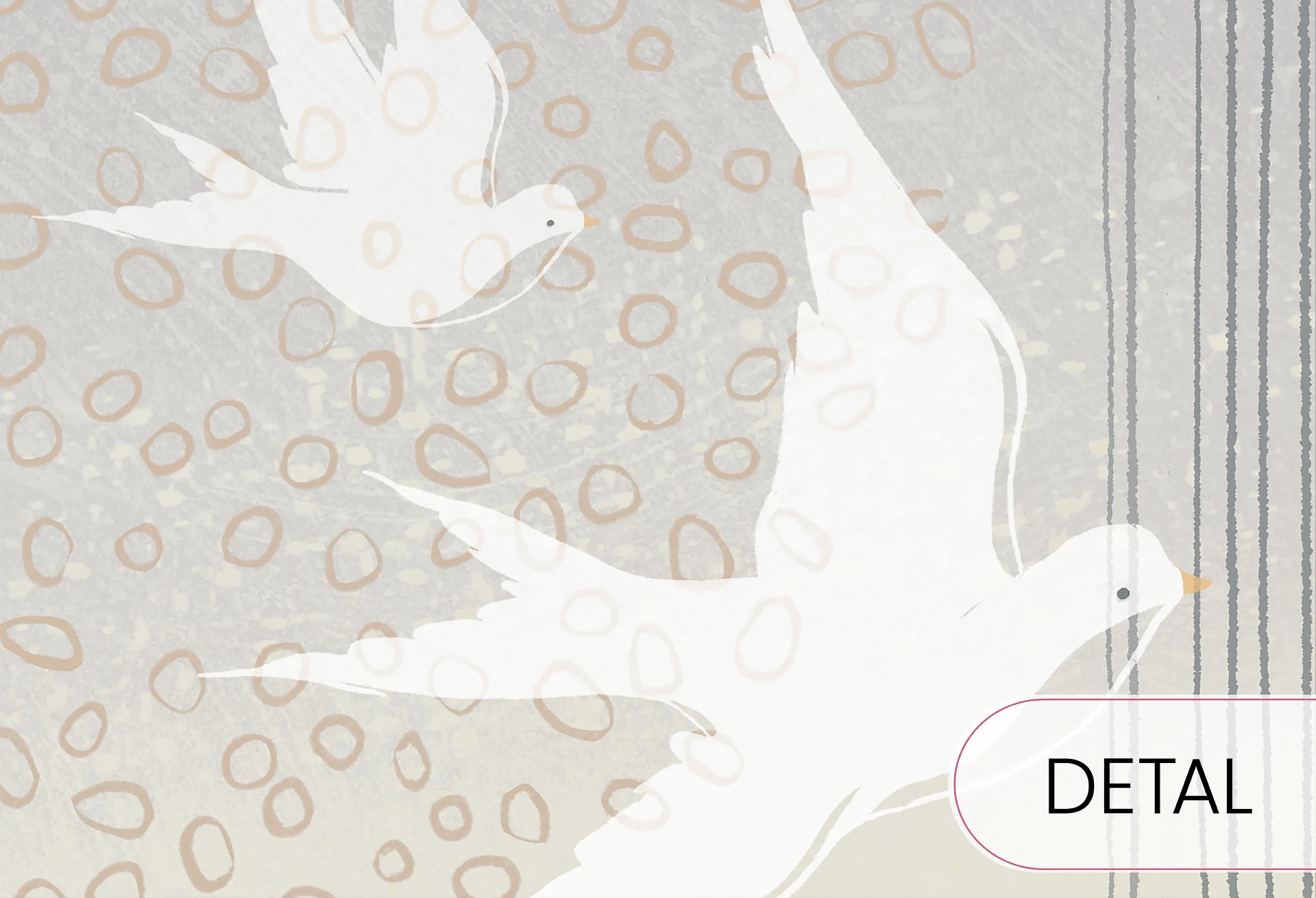 RAINBOW DOTS - birds - minimalistyczna tapeta dla dziewczynek