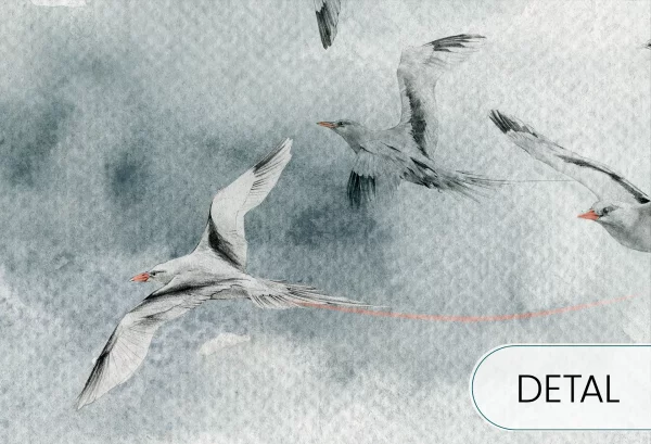 SEAGULLS - grey - tapeta do sypialni lub salonu w ptaki - detal