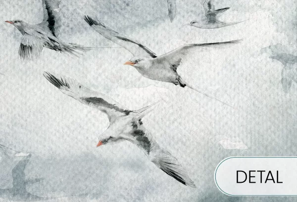 SEAGULLS - grey - tapeta do sypialni lub salonu w ptaki - detal