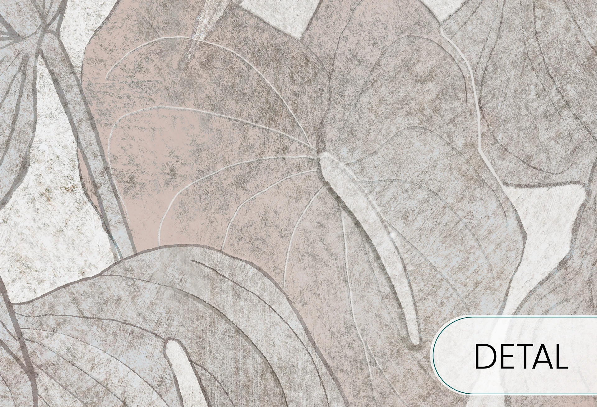 ANTURIUM - grey beige - tapeta z dużymi kwiatami