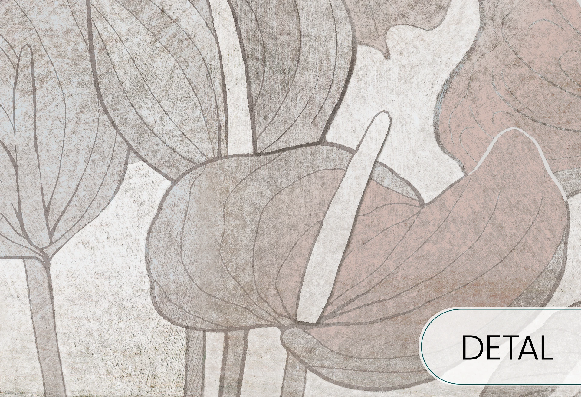 ANTURIUM - grey beige - tapeta z dużymi kwiatami