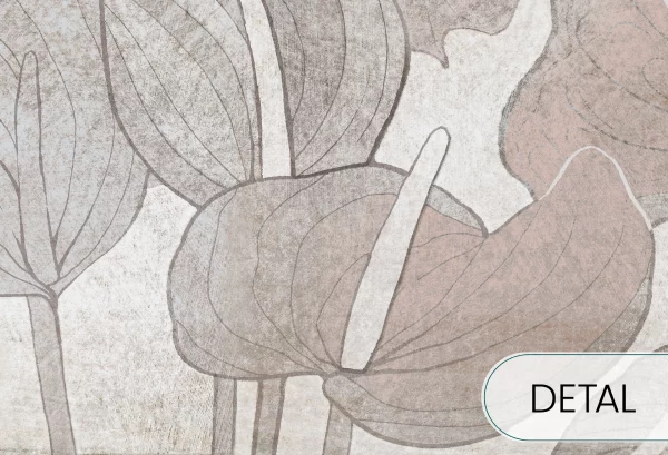 ANTURIUM - grey beige - tapeta z dużymi kwiatami - detal