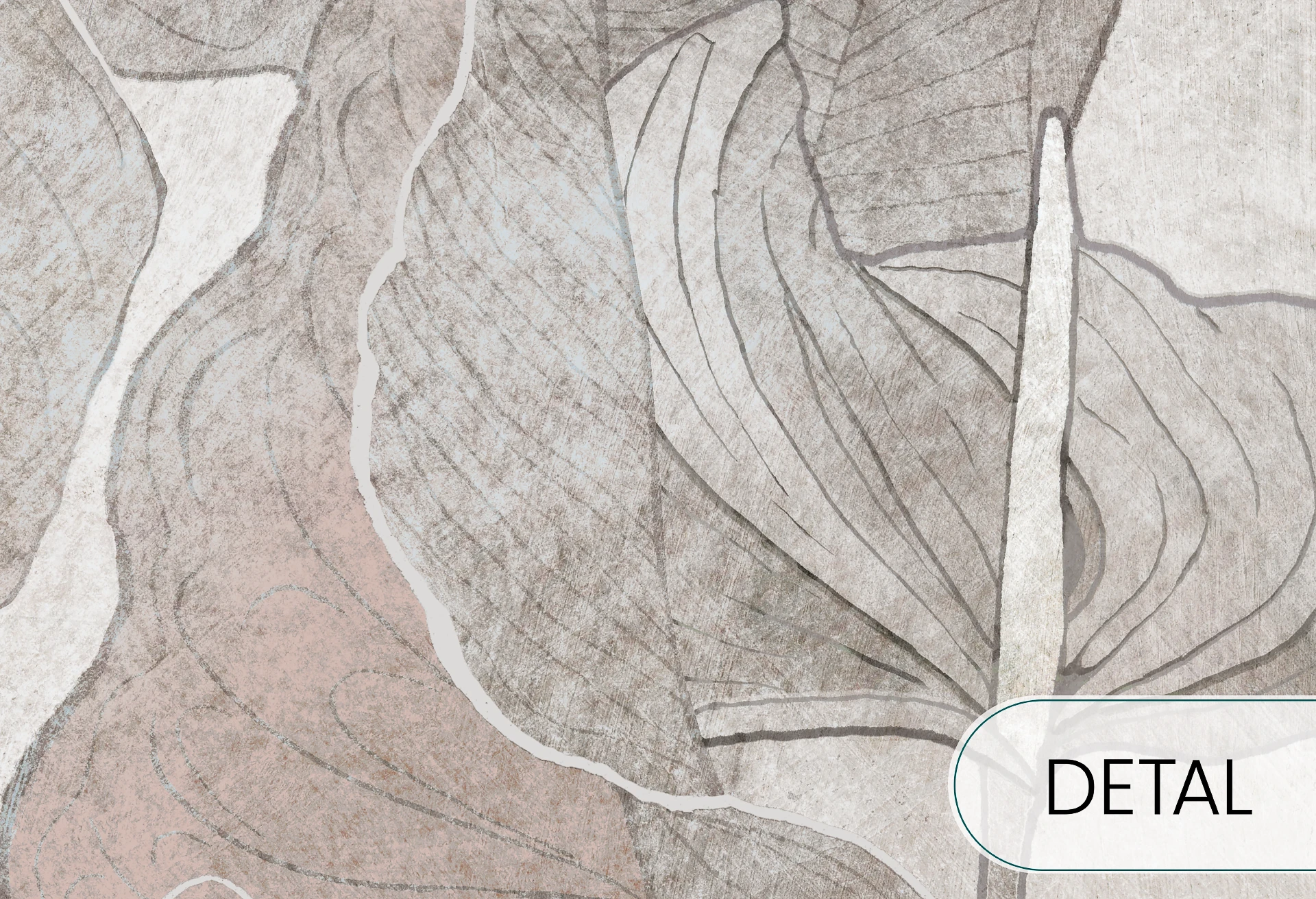 ANTURIUM - grey beige - tapeta z dużymi kwiatami