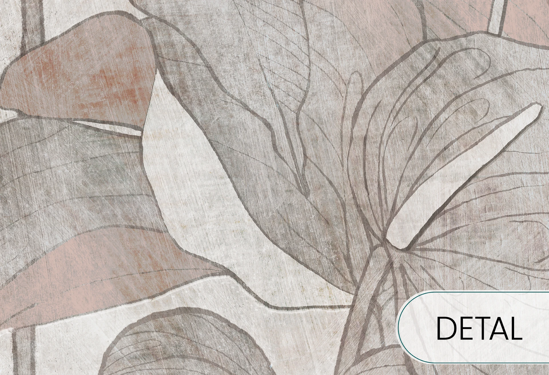 ANTURIUM - grey beige - tapeta z dużymi kwiatami