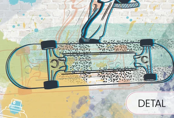 SKATEPARK - yellow - tapeta do pokoju młodzieżowego - detal