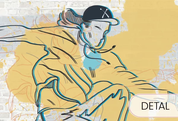 SKATEPARK - yellow - tapeta do pokoju młodzieżowego - detal