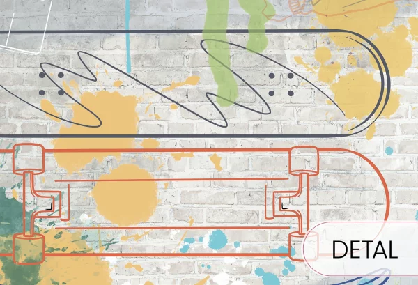 SKATEPARK - yellow - tapeta do pokoju młodzieżowego - detal