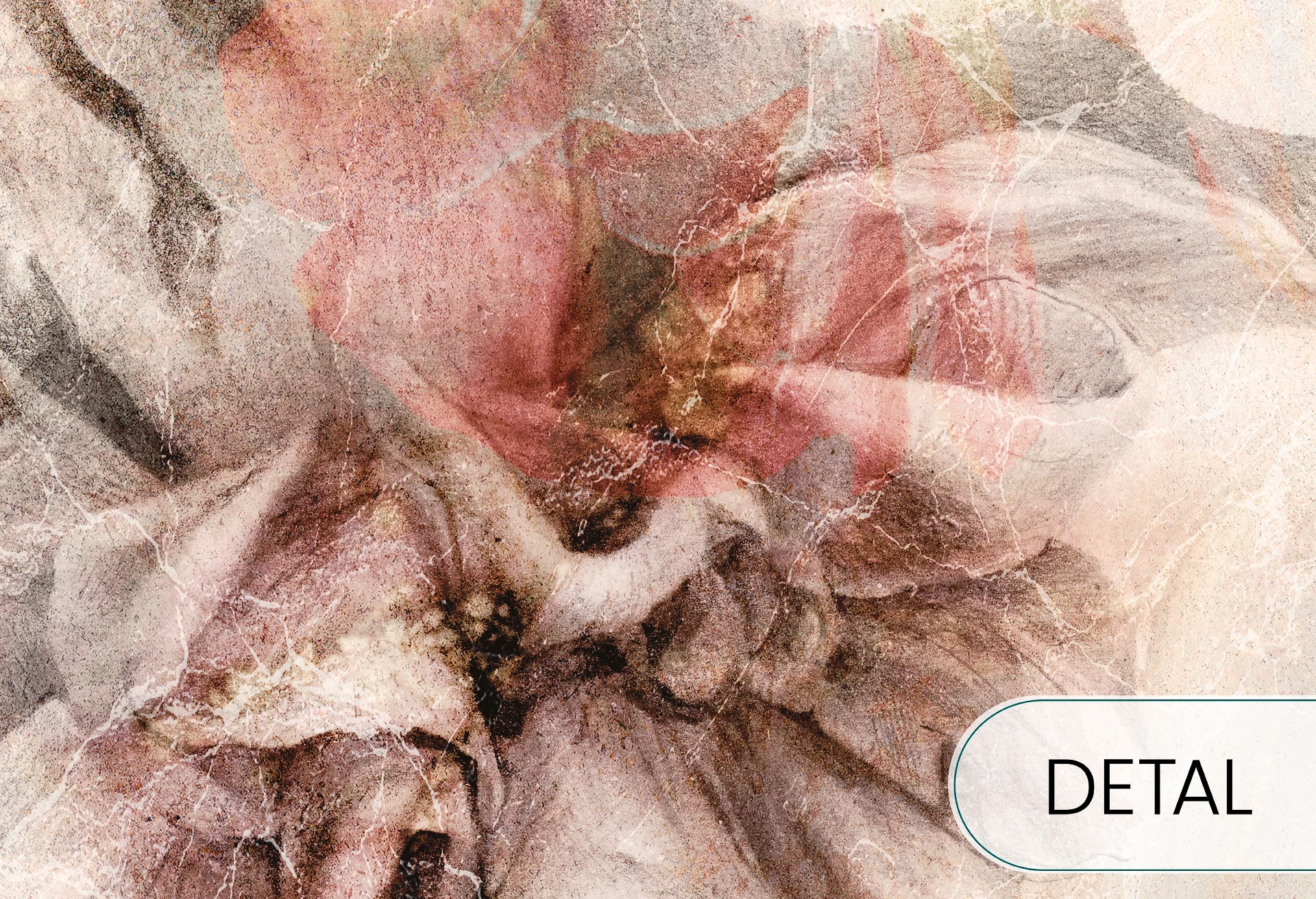 SWINGTIME FUCHSIA - creme - tapeta do salonu z motywem kwiatowym