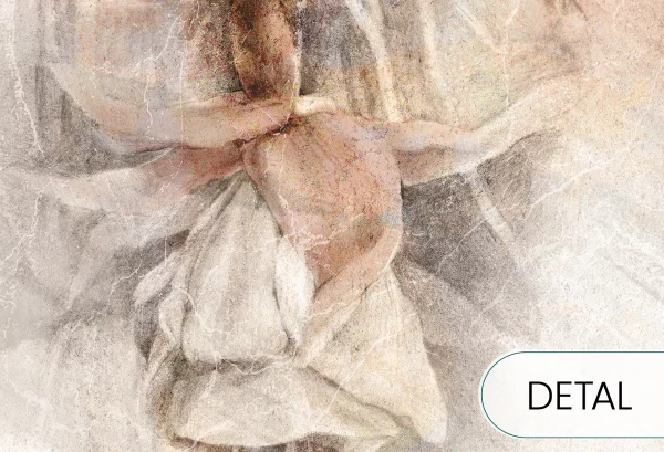 SWINGTIME FUCHSIA - creme - tapeta do salonu z motywem kwiatowym - detal