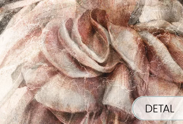 SWINGTIME FUCHSIA - creme - tapeta do salonu z motywem kwiatowym - detal