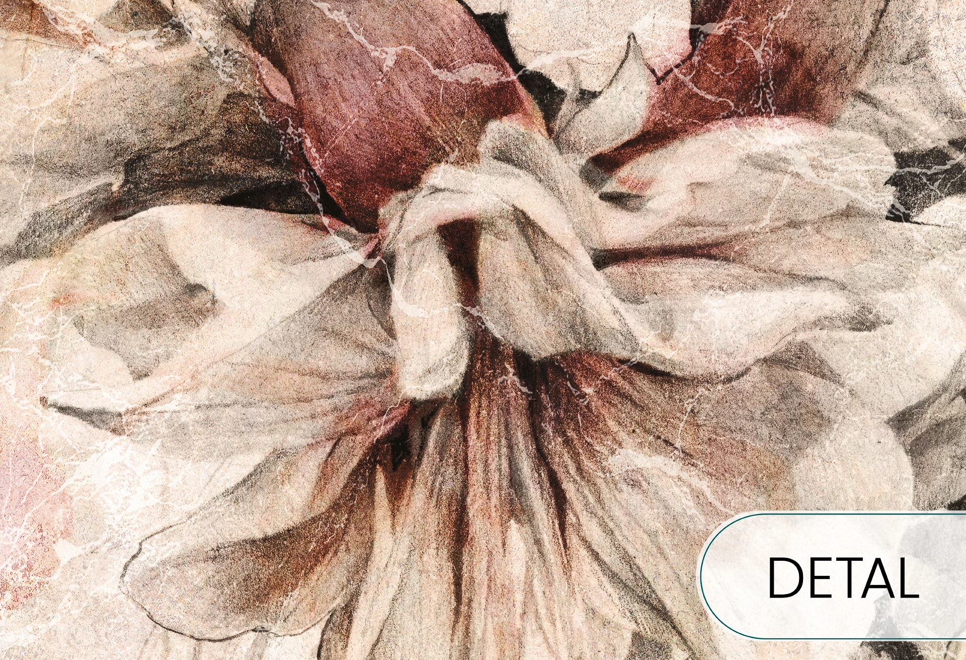 SWINGTIME FUCHSIA - creme - tapeta do salonu z motywem kwiatowym