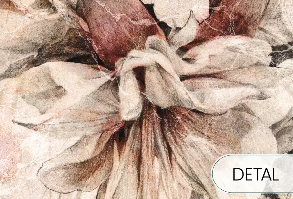 SWINGTIME FUCHSIA - creme - tapeta do salonu z motywem kwiatowym - detal