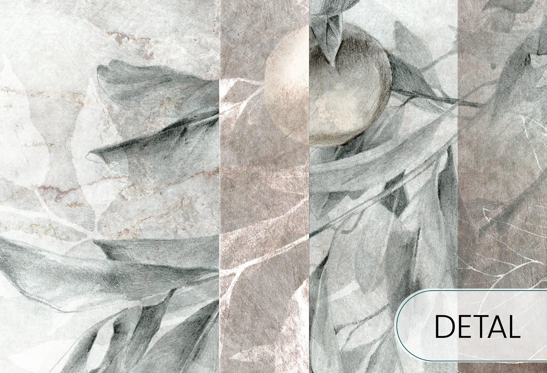 TOSCANIA - stripes - tapeta geometryczna z motywem dużych liści