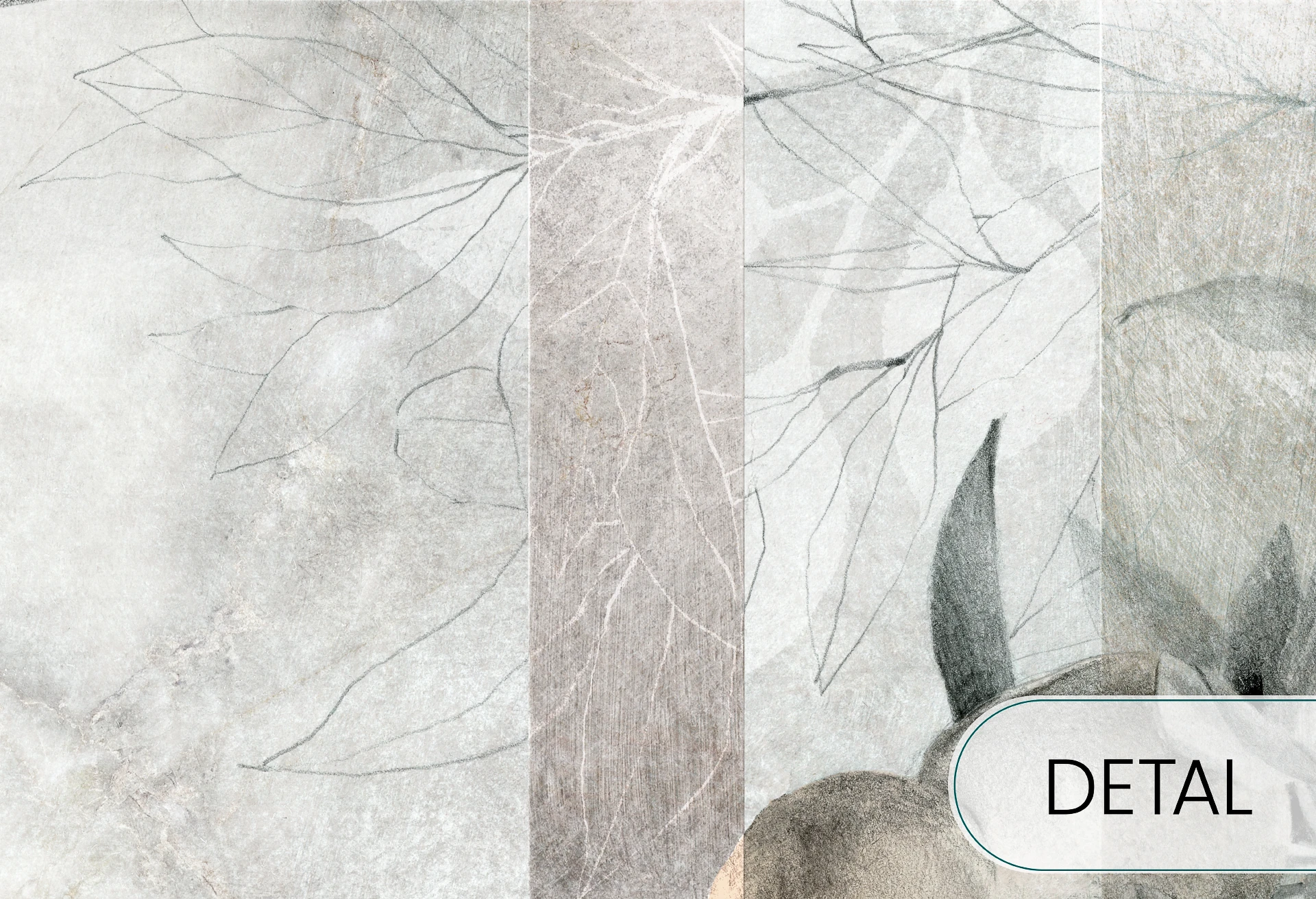 TOSCANIA - stripes - tapeta geometryczna z motywem dużych liści