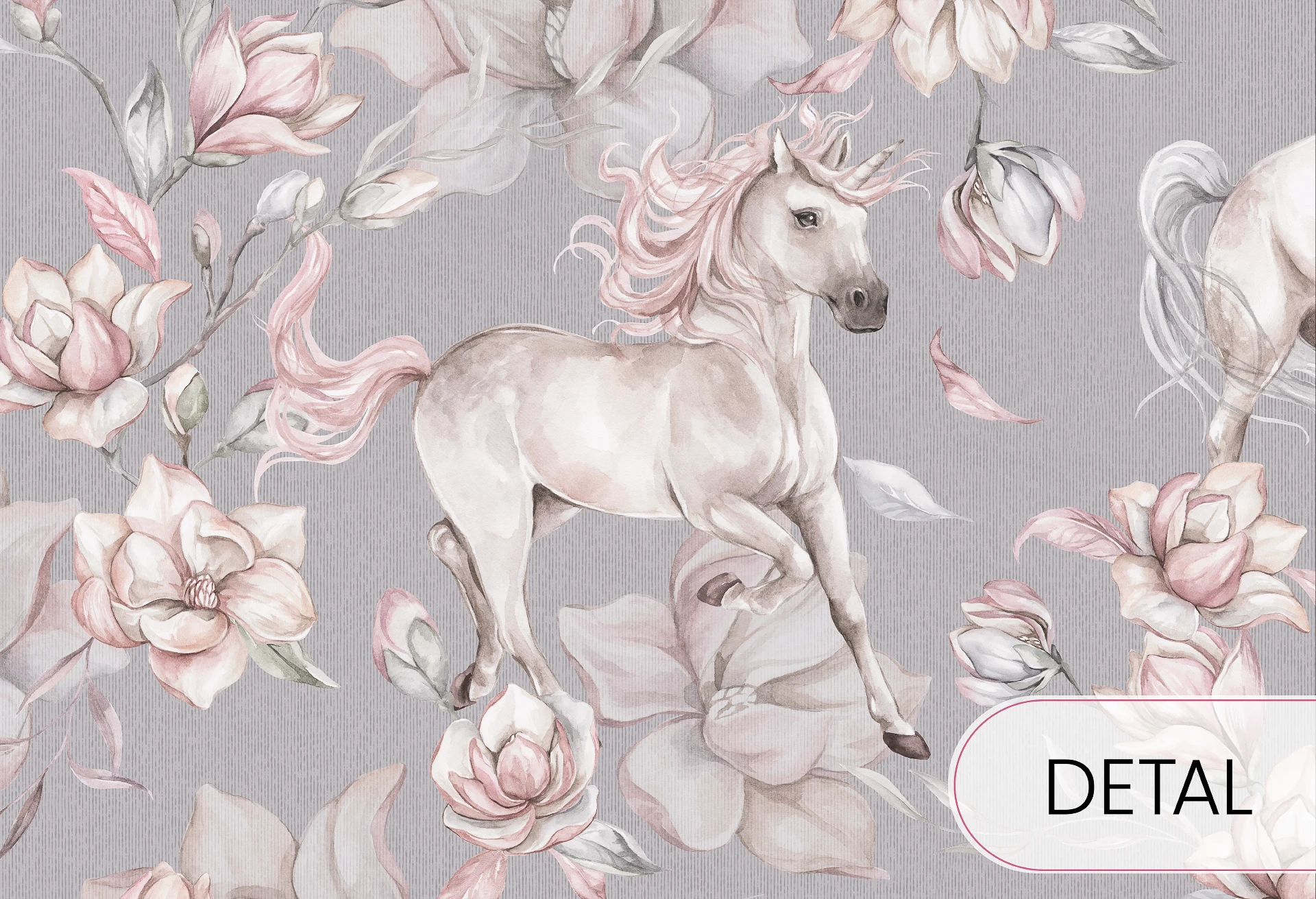 UNICORNS - grey - tapeta w jednorożce