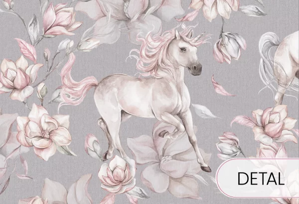 UNICORNS - grey - tapeta w jednorożce - detal