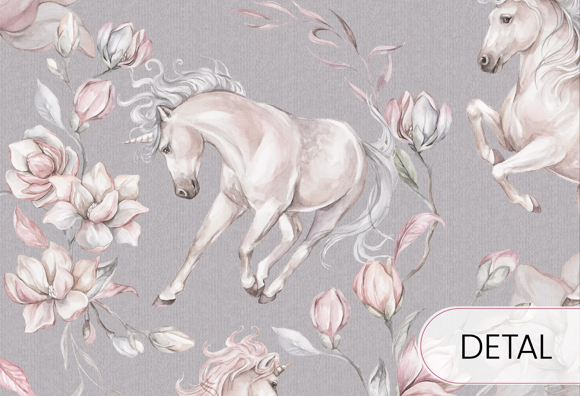 UNICORNS - grey - tapeta w jednorożce