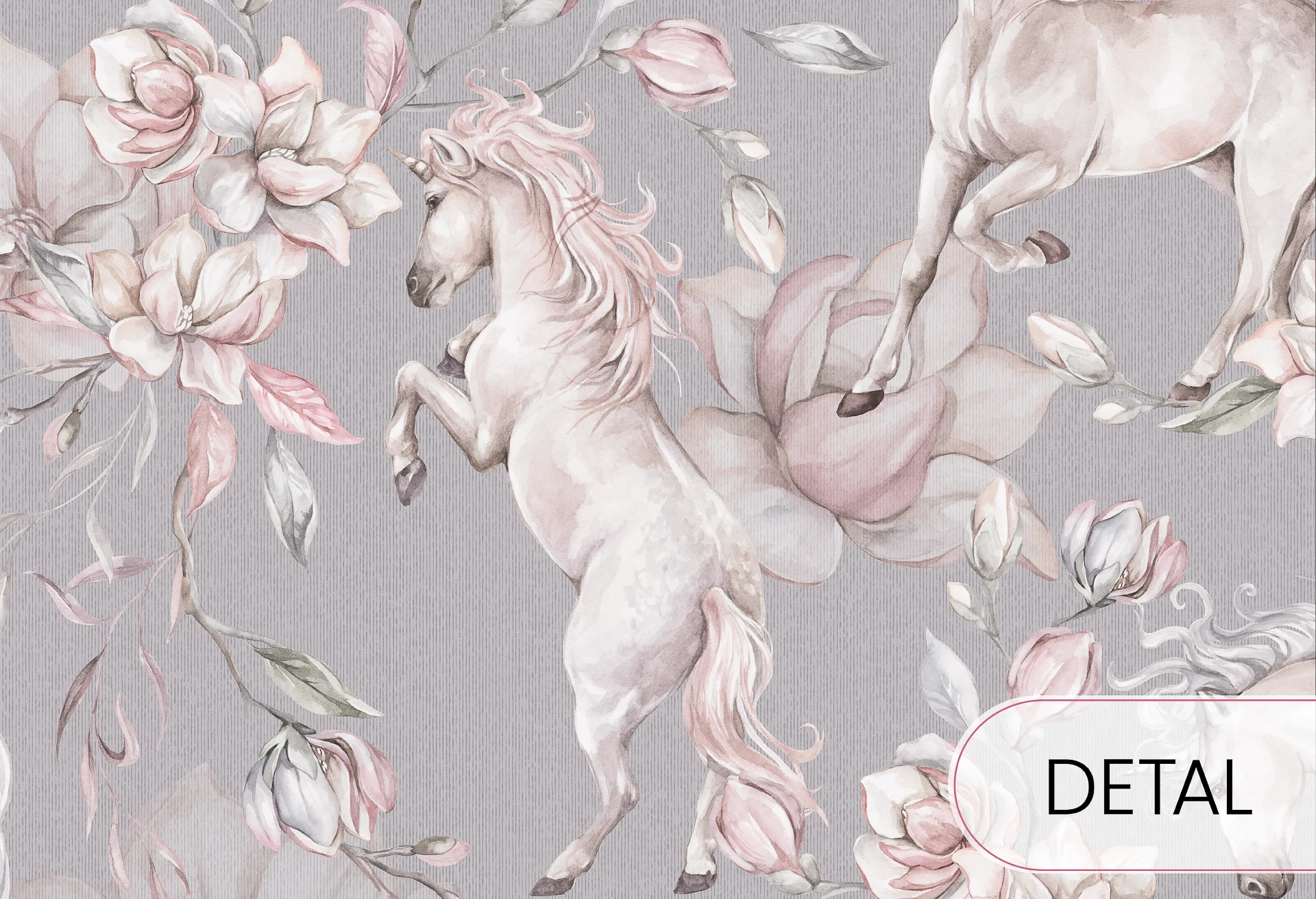 UNICORNS - grey - tapeta w jednorożce