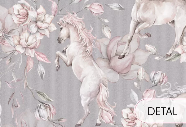 UNICORNS - grey - tapeta w jednorożce - detal