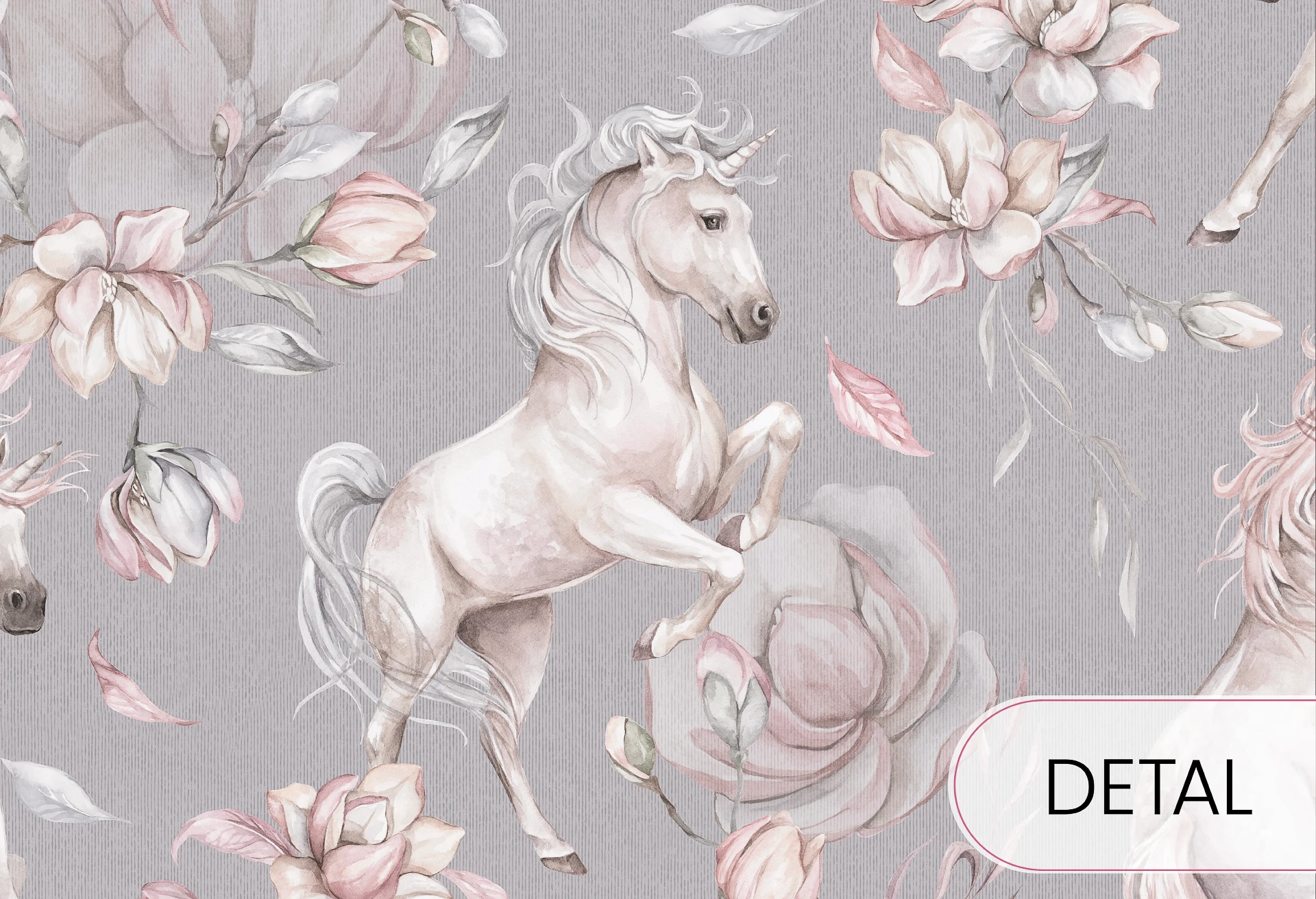 UNICORNS - grey - tapeta w jednorożce