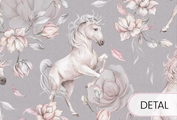 UNICORNS - grey - tapeta w jednorożce - detal