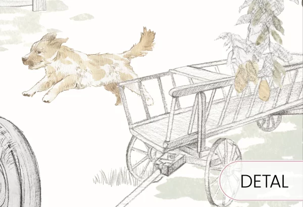 VINTAGE COUNTRY - boys - tapeta chłopięca w traktory - detal