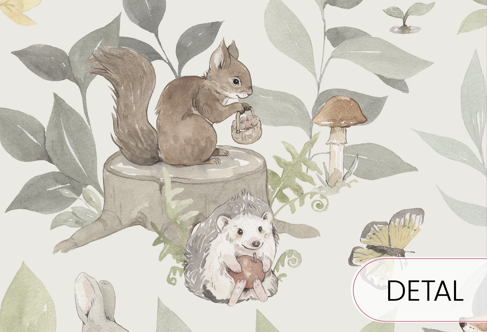 WOODLAND SMALL - green -tapeta do pokoju dziecka las