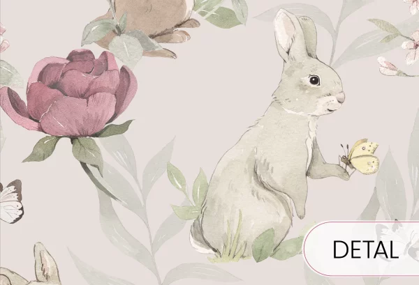 WOODLAND GIRLS - grey - piękna tapeta dla małej dziewczynki - detal