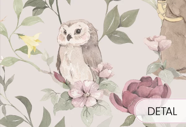 WOODLAND GIRLS - grey - piękna tapeta dla małej dziewczynki - detal