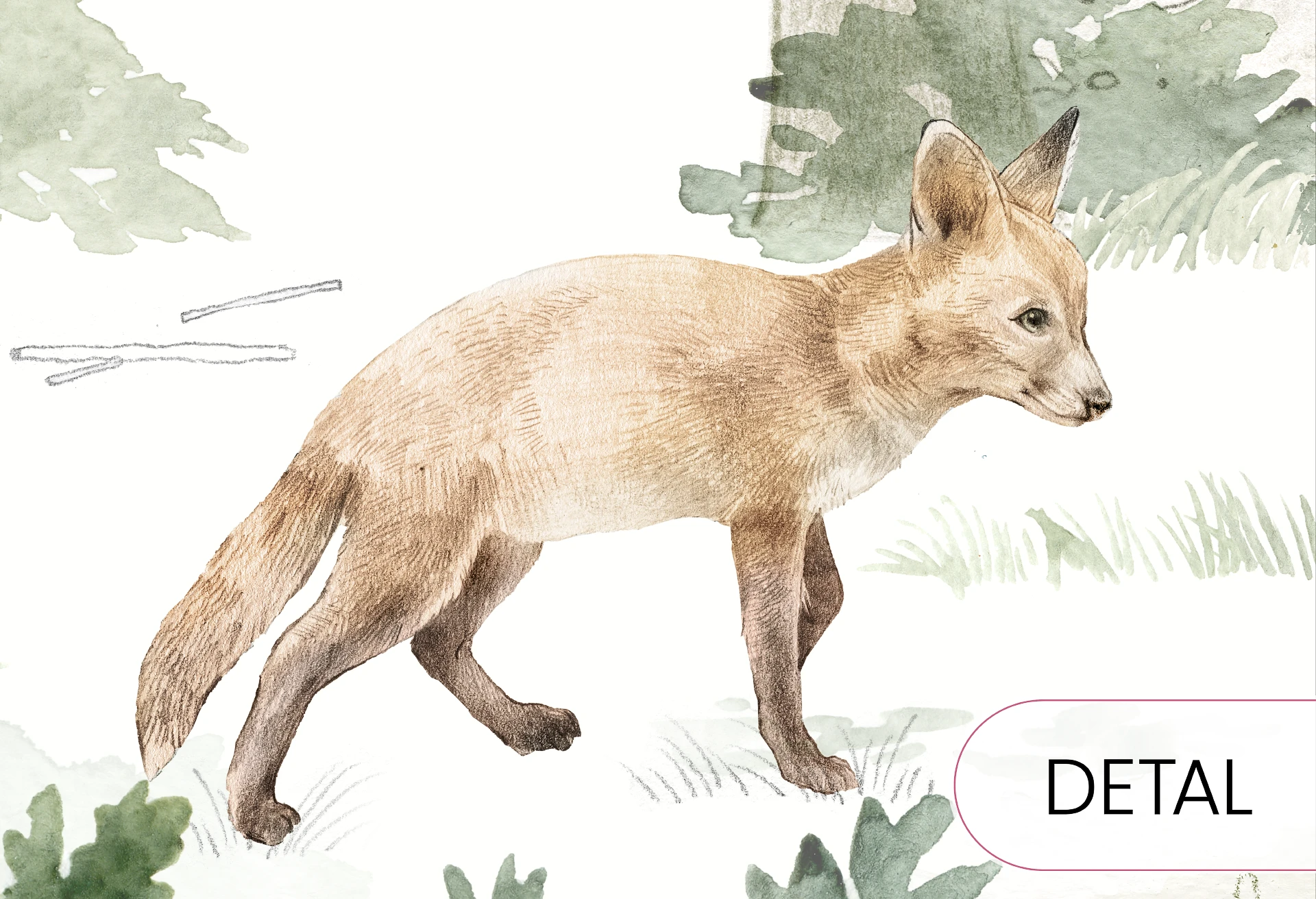 WOODLET FAMILY - green - leśna tapeta dla dzieci