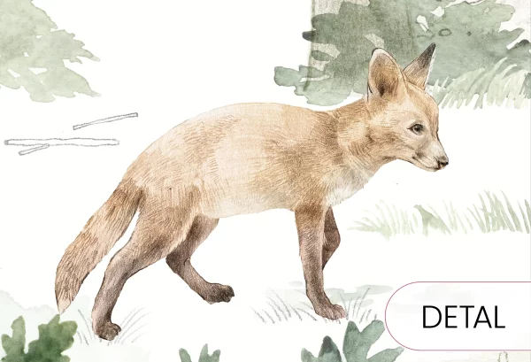 WOODLET FAMILY - green - leśna tapeta dla dzieci - detal