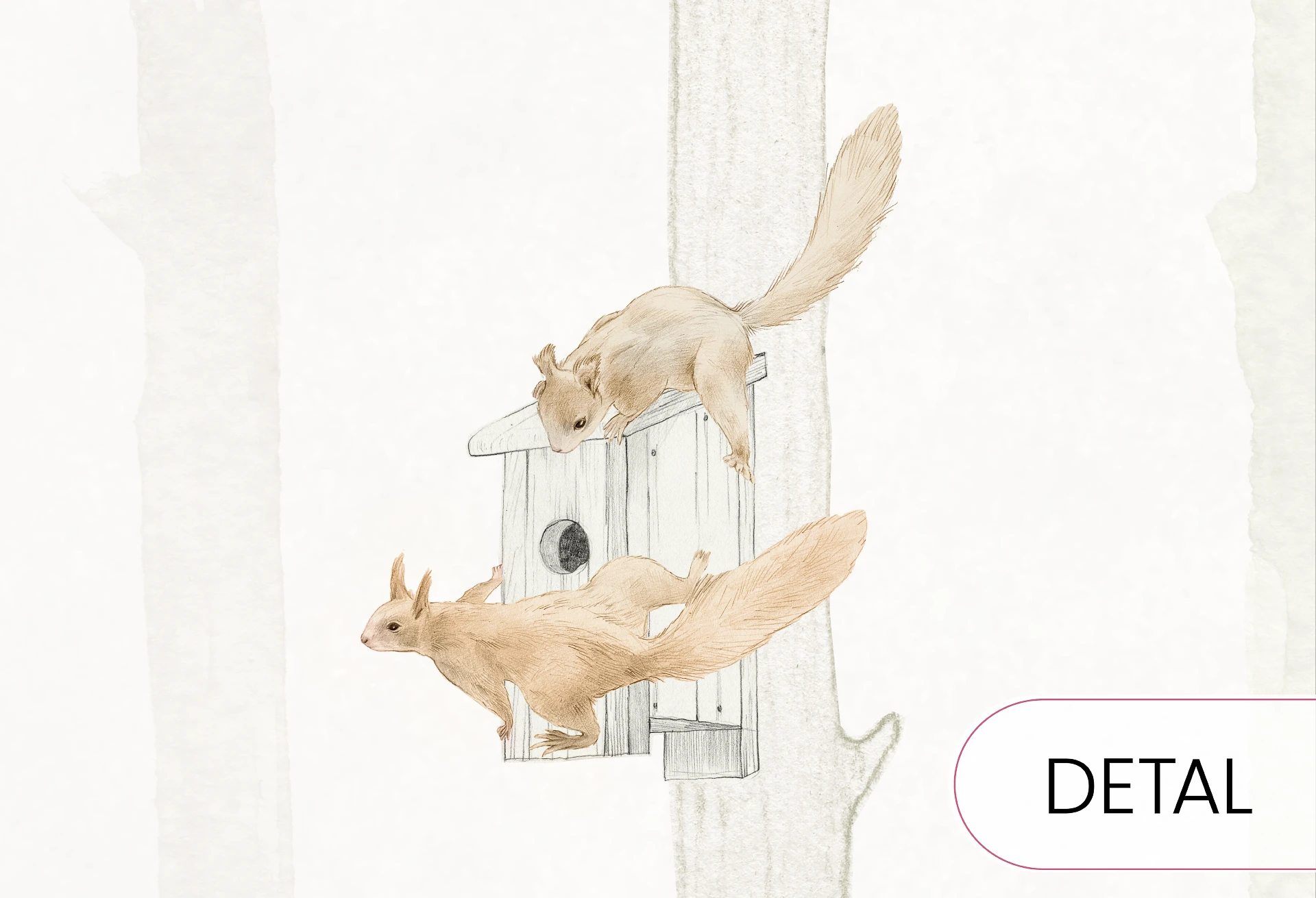 WOODLET FAMILY - green - leśna tapeta dla dzieci