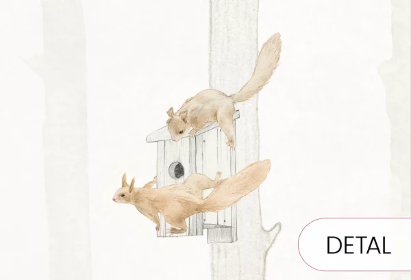 WOODLET FAMILY - green - leśna tapeta dla dzieci - detal