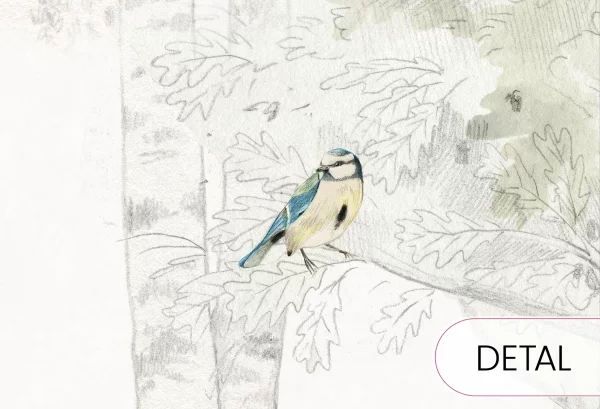 WOODLET FAMILY - green - leśna tapeta dla dzieci - detal