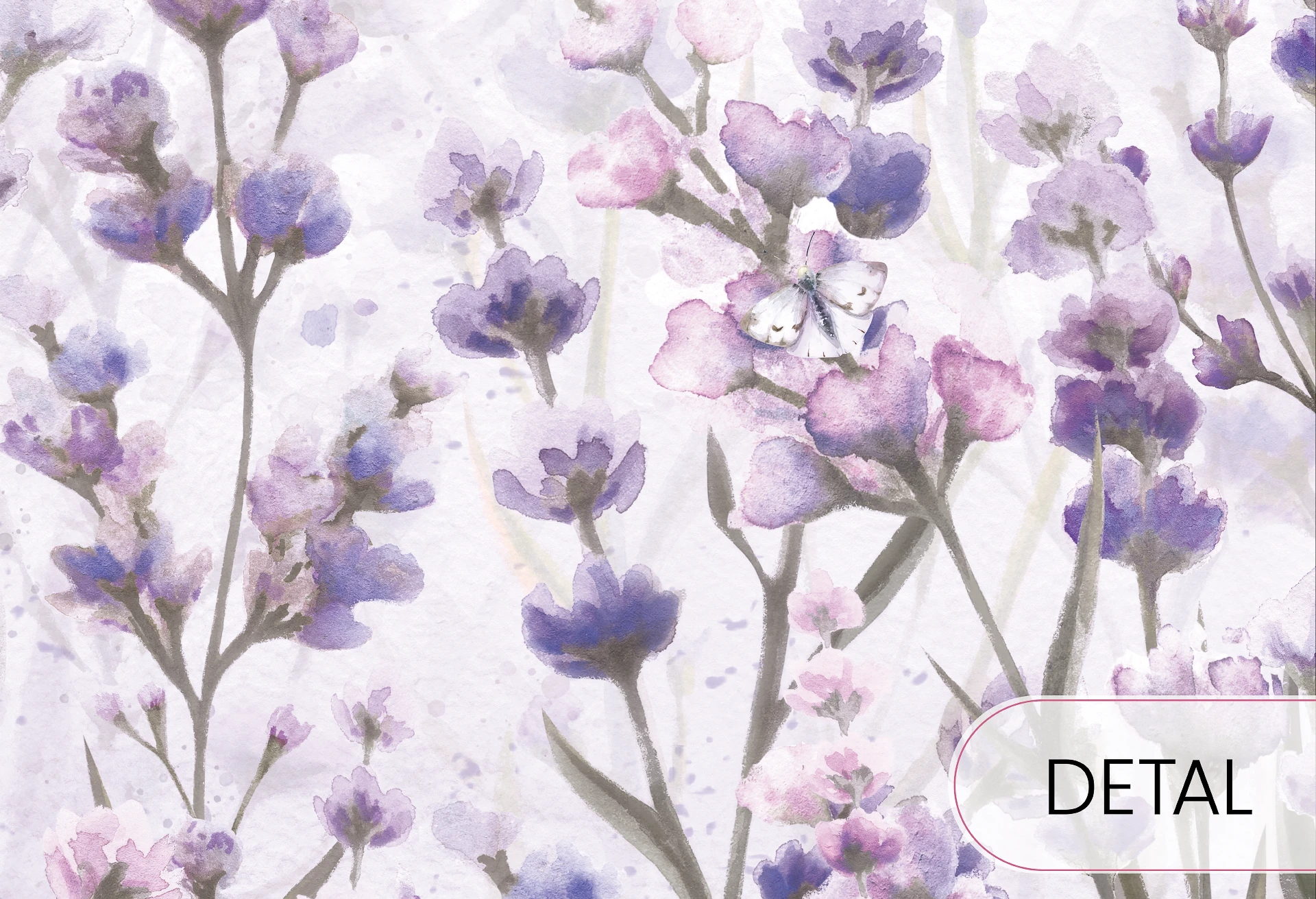 LAWENDOWA ŁĄKA - violet - tapeta w kwiaty polne do pokoju dziecięcego