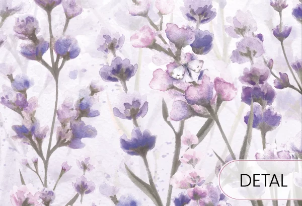 LAWENDOWA ŁĄKA - violet - tapeta w kwiaty polne do pokoju dziecięcego - detal