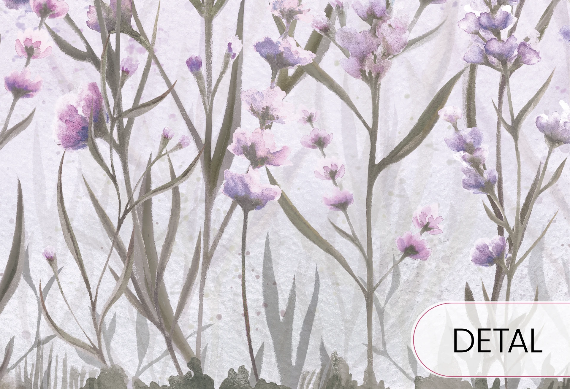 LAWENDOWA ŁĄKA - violet - tapeta w kwiaty polne do pokoju dziecięcego