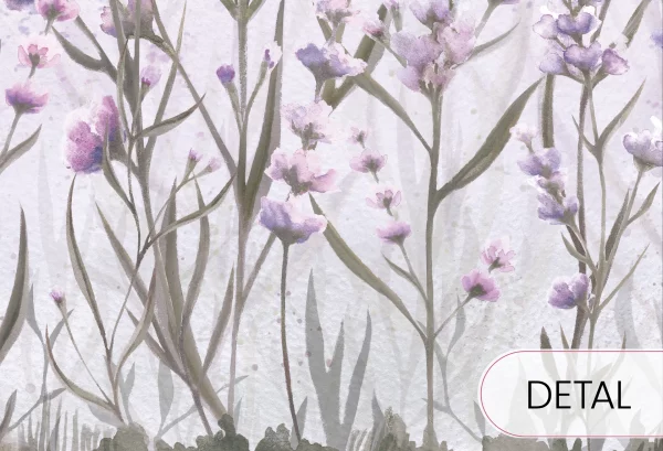 LAWENDOWA ŁĄKA - violet - tapeta w kwiaty polne do pokoju dziecięcego - detal